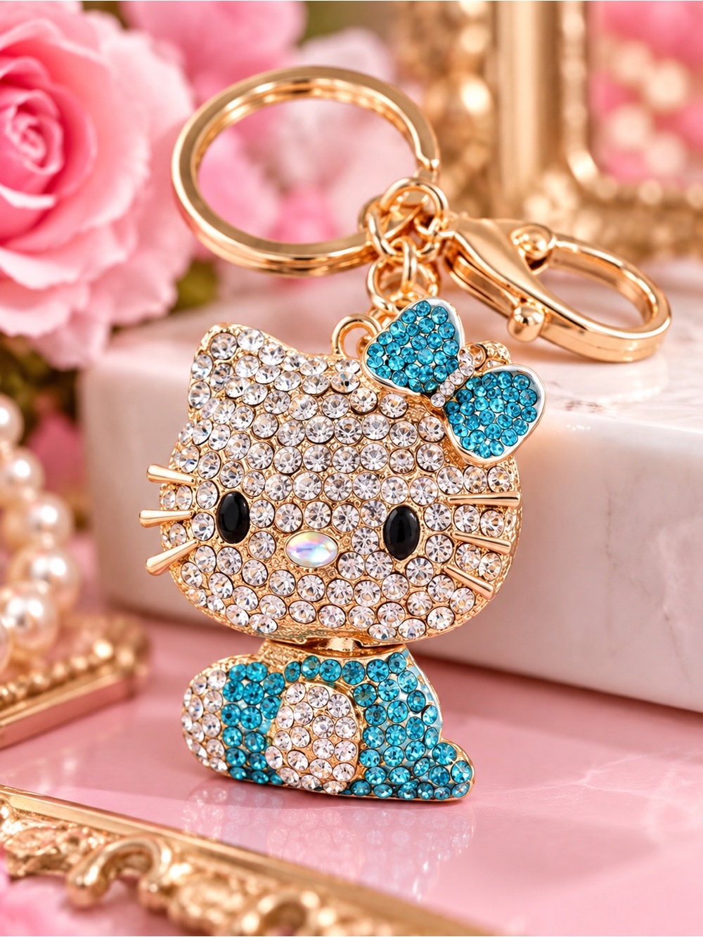 Hello Kitty Sparkling Rhinestone Keychain Bag Charm - Picture 2 of 4